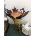 A vintage Murano orange and red vase