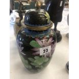 A Cloissone black ground vase