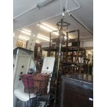 A wrought iron lamp,
