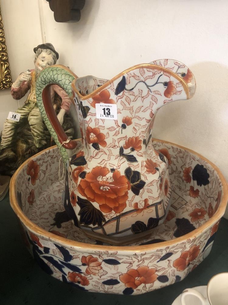 A porcelain jug and bowl set