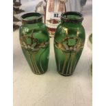 Pair of Silver topped Art Nouveau vases