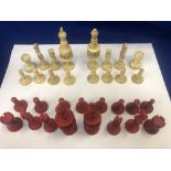 1900 chess set complete, some damage to some pieces,