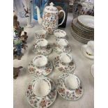 A Minton Haddon Hall tea set, six place, floral pattern,