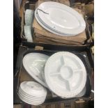 A qty of platters, serving dishes etc,