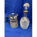 A hm silver topped decanter and jug