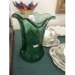 A 1950's Whitefriars green glass bubble vase