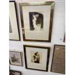 A pair of artist proof etchings of nudes