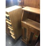 A mini five drawer chest and a small cabinet