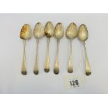 Six hallmarked shell shaped teaspoons