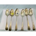 Six hallmarked Georgian desert spoons