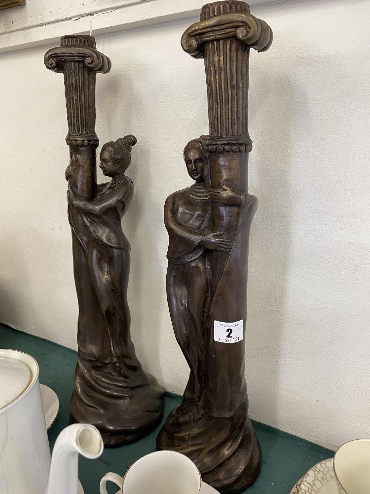 A pair of art deco style figural candle sticks - Image 3 of 3