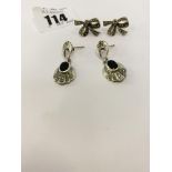 Two pairs of silver and marquisette earrings