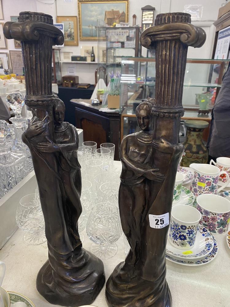 A pair of art deco style figural candle sticks - Image 2 of 3