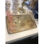 A qty of assorted glassware on tray