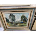 An impressionist oil painting, country scene,