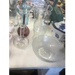 A collection of assorted glassware and vases etc