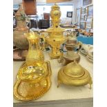 22ct gold plated six piece samovar with trays, inc. coffee pot etc.