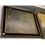 A framed print of a horse and hound,