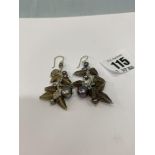 A pair of silver and cultured pearl earrings