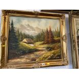 A gilt framed oil on canvas,