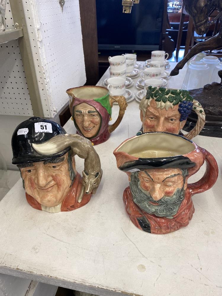 Four Royal Doulton character jugs