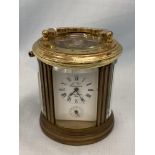 A brass carriage clock,