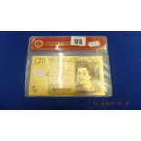 A gold plated £20 note