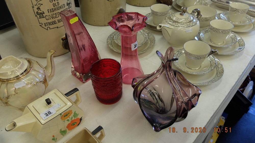 Murano vase and a cranberry vase etc. - Image 2 of 2