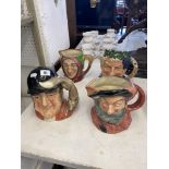 Four Royal Doulton character jugs