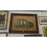 A large oak framed picture 'Cats'