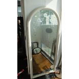 Arched mirror with etched glass panels