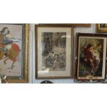 A gilt framed coloured etching, Baths of Caracalla, Athur Booth, Haymarket,