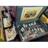 A qty of plated cutlery in boxes