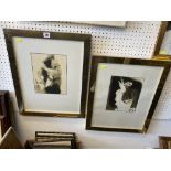 A pair of artist proof etchings of nudes