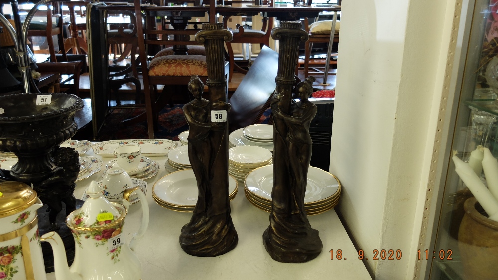 A pair of art deco style figural candle sticks - Image 2 of 2