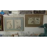 Two framed oriental silk panels