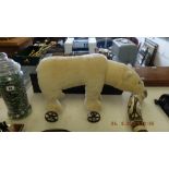 A Steiff Polar bear on wheels, very good condition,