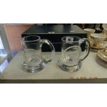 Two Darlington glass commemorative tankards