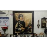 A large framed oil on canvas, portrait,