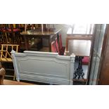 A French style bed frame, painted grey,