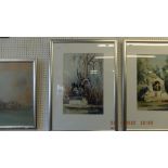 Three framed watercolours,