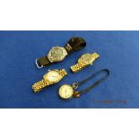 A hm silver pocket watch plus three designer watches