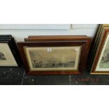 A set of five oak framed prints of London