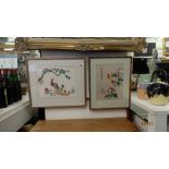 Two framed oriental silk panels