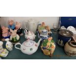 A collection of six teapots