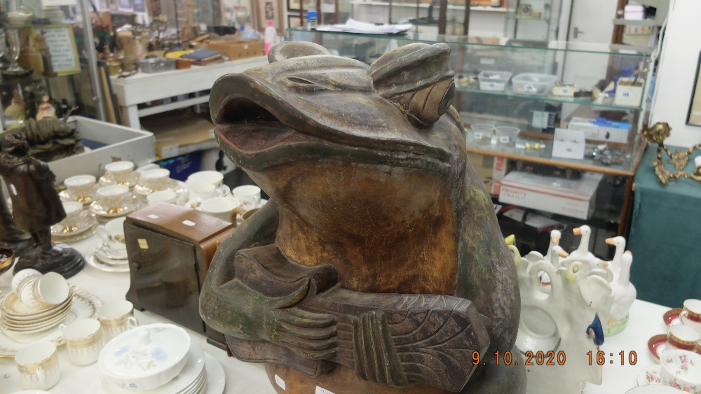 A large wooden frog, - Image 2 of 3