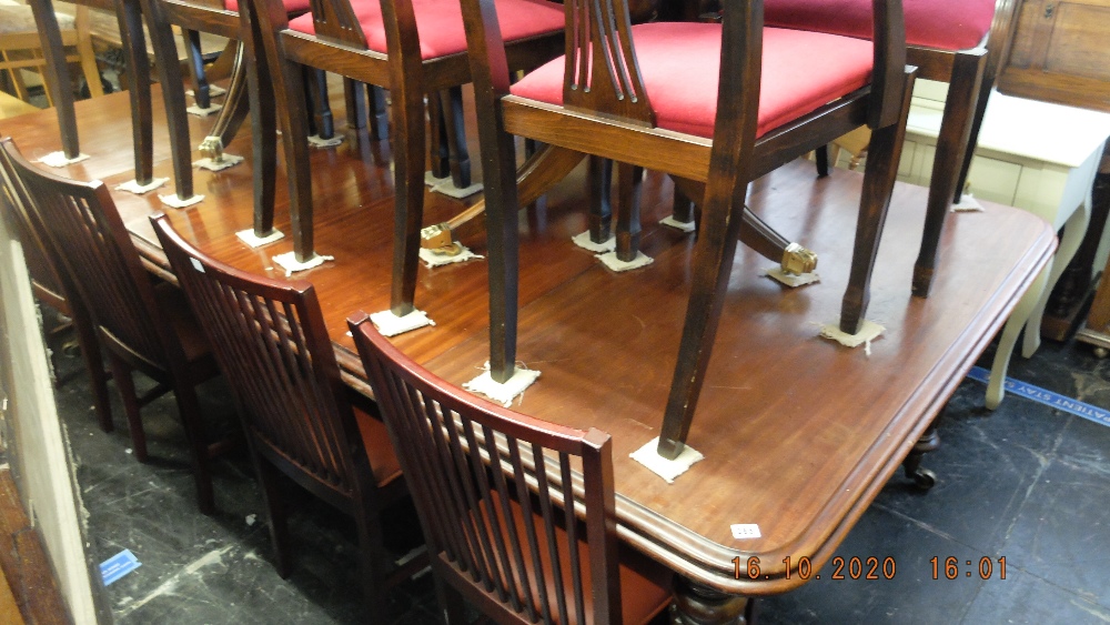 A 19th century mahogany extending table with three extra leaves 253cm x 131cm - Image 2 of 2