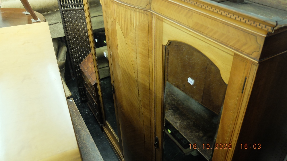 Edwardian satinwood triple wardrobe - Image 2 of 2