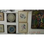 A framed pair of Chinese silk paintings,