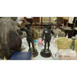 A Don Caesar and Don Juan bronzed spelter figures on stand,